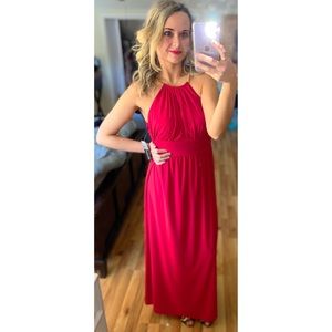 Cherry Red Formal Halter Dress 🔥